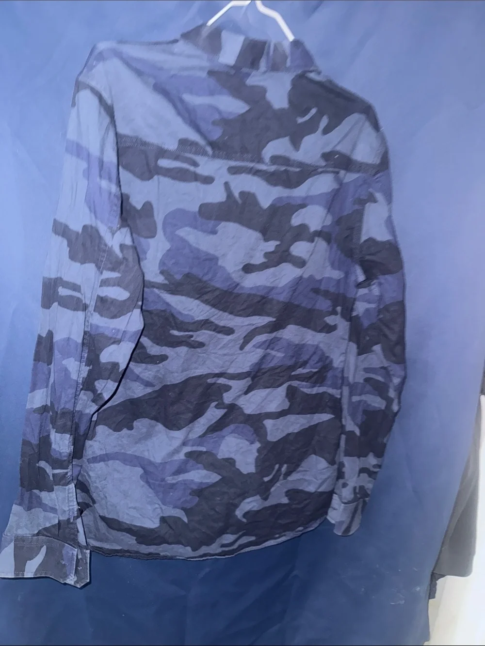 True Religion Navy Blue Camo Button-Up Shirt